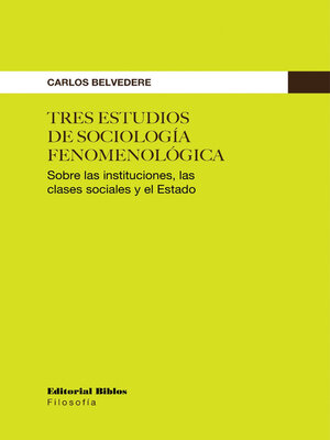 cover image of Tres estudios de sociología fenomenológica